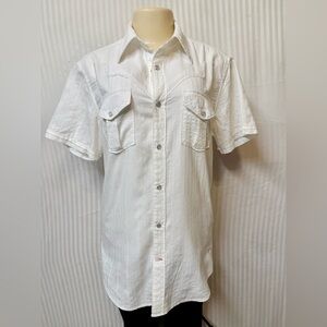 Guess White Western Button Down Shirt Size M